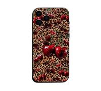 Y2K Juicy Red Cherry Cherries Leopard Print Cheetah Epoxy Clear TPU Custom Compatible With iPhone 11 12 13 14 15 16 16E 17 XR X SE 7 8 Air Pro Max Plus Mini Case Personalised Name Cover