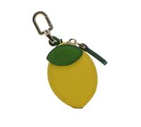Y2K Kawaii Fruit Leather Bag Charm - Mini Zipper Purse Keychain for Backpack and Phone in Lemon Design (One Size), Small Lemon, 3.5