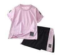 Y2k Little and Big Boys Sets Breathable Shorts+T-Shirts Kids Colour Blocked Outfit Dinosaur Monster Print Top Animal Summer Outfits Stylish Letter Pattern Set Gifts for Girls Purple