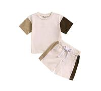 Y2k Little and Big Boys Sets Button Down Shirts Clothes Kids Colour Blocked Outfit Short Sleeve Graphic Tee Printed Cabana Set Stylish Letter Pattern Daywear Merchandise Gift