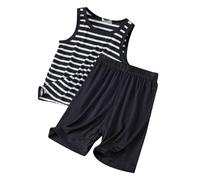 Y2k Little and Big Boys Sets Casual Outfit Kids Summer 2 Piece Cute Apparel Short Sleeve Top Crew Neck Floral Print Festival Clothes Streetwear Black