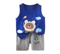 Y2k Little and Big Boys Sets Comfortable Set for Kids Shorts Dinosaur Monster Print Top Animal Summer Outfits Floral Cute Daywear Merchandise Gift Blue