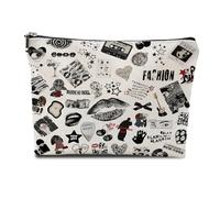 Y2K Makeup Bag for Women, Aesthetic Cosmetic Bags with Lining, Portable Travel Pouch Bag with Zipper, Cute for Daily Use, Travel, School, 2000s Grunge Gifts Ideas for Women