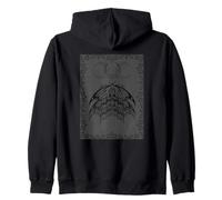 Y2K Mall Goth Medieval Moth with Crescent Moon Zip Hoodie