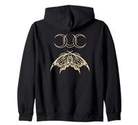 Y2K Mall Goth Moth with Moon Alt Emo Zip Hoodie