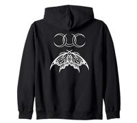 Y2K Mall Goth Moth with Moon Emo Alt Zip Hoodie