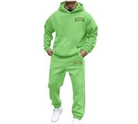 Y2K Men's Jogging Suit Set - 2 Piece Autumn Light Tracksuits with Hoodie and Pants - Fashion Casual Sweatsuits - Green
