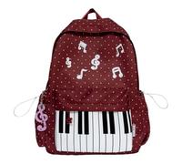 Y2k Music Backpack for Women,Polka Dots Cute Nylon Bag With Pendant red