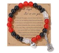 Y2K Natural Stone Beaded Guitar Bracelets Love Heart Healing Relaxation Chakra Stretch Bracelet Friendship Couple Bracelet for Women Men Mother's Day Graduation Birthday Teacher Appreciation Gifts, M