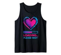 Y2K Pixelated Heart Loading Please Wait Retro Vibes Tank Top