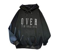 Y2k Plus Size Solid Color Long Sleeved Tops Women Cute Butterfly Love Letter Printing Hoodies Oversized Pocket Hooded Pullover Sweatshirts Teen Girls Blouses Casual Loose Sweatshirt Sales