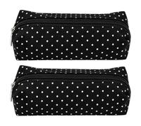 Y2K Polka Dot Pencil Pouch, Cute Aesthetic Canvas Stationery Organiser Bag | Retro Dotted Storage Pouch for School And Office, Dual-Use Portable Bag for Writing Tools And Daily Makeup Supplies
