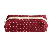Y2K Polka Dot Pencil Pouch, Cute Aesthetic Canvas Stationery Organiser Bag | Retro Dotted Storage Pouch for School And Office, Dual-Use Portable Bag for Writing Tools And Daily Makeup Supplies