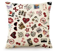 Y2K Room Decor Aesthetic Throw Pillow Covers - Cute Downtown Girl Room Decor, Coquette Y2k 2000's Grunge Print, Trendy Bedroom Decor for Teen Girls, 18x18 Inch