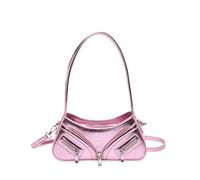 Y2k Shoulder Bag Zipper Decor Small Messenger Bag PU Leather | Y2K style PU leather, small crossbody bag, detachable adjustable strap, versatile for day out, compact 275x55x130mm, fits