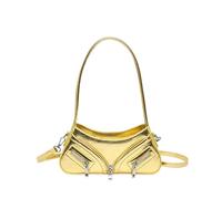 Y2k Shoulder Bag Zipper Decor Small Messenger Bag PU Leather | Y2K style PU leather, small crossbody bag, detachable adjustable strap, versatile for day out, compact 275x55x130mm, fits