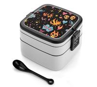 Y2k Skull Flame Butterflies Hearts Bento Lunch Box Adults with Compartments Handle Food Containers 1000ml