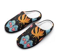 Y2k Skull Flame Butterflies Hearts Breathable Slippers Women Slip On Winter Warm House Slippers Shoes Bedroom 11-12(42-43)
