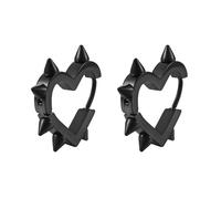 Y2K Spike Heart Hoop Earrings for Women, Gothic Grunge Black Heart, Punk Goth Emo Jewelry Accessories, Titanium Steel, No Gemstone