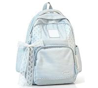 Y2k Star Backpack Whimsical Twee Wing Backpack,Y2k Korean Coquette Daypack,Cute Stripe Bookbag (Blue)