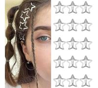 Y2K Star Hair Clips Non Slip Snap Hair Barrettes 2000s Silver Metal Hair Accessories for Girls Women (15 P -1.18"-silver)