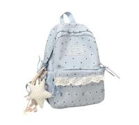 Y2K Star Print School Rucksack Casual Daypack Backpack with Lace Trim Decorative Pendant Large Capacity Storage for Teen Students Girls Daily Commute Travel Outdoor Shopping Shoulder Bag
