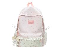 Y2K Star Print School Rucksack Casual Daypack Backpack with Lace Trim Decorative Pendant Large Capacity Storage for Teen Students Girls Daily Commute Travel Outdoor Shopping Shoulder Bag