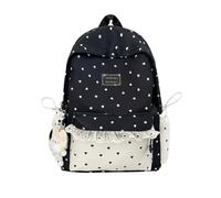 Y2K Star Print School Rucksack Casual Daypack Backpack with Lace Trim Decorative Pendant Large Capacity Storage for Teen Students Girls Daily Commute Travel Outdoor Shopping Shoulder Bag
