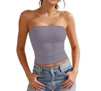 Y2K Strapless Tube Top for Women Bandeau Crop Sleeveless Backless Basic Tank Going Out Summer Streetwear Outfits