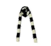 Y2k Striped Scarf Long Skinny Fuzzy Neckerchief Belt Fluffy Scarves Acubi Grunge Accessories Alt Emo Scene Streetwear, Black, One Size