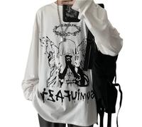Y2k Sweatshirt Grunge Angels Oversize Vintage Korean Gothic Hoodie Aesthetic Dark Academia Preppy Alt Emo Pullover Unisex, White, Medium
