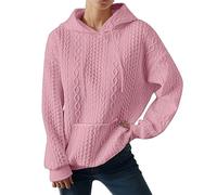 Y2k Thickened Hoodies for Women UK Plus Size Solid Plush Spliced Jacquard Pocket Drawstrings Jumpers Black Fleece Long Sleeves Pullover Sweatshirts Winter Autumn Essentials Sweater Top Clothes Sales