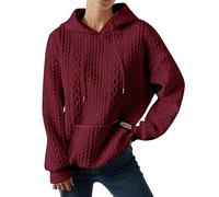 Y2k Thickened Hoodies for Women UK Plus Size Solid Plush Spliced Jacquard Pocket Drawstrings Jumpers Black Fleece Long Sleeves Pullover Sweatshirts Winter Autumn Essentials Sweater Top Clothes Sales