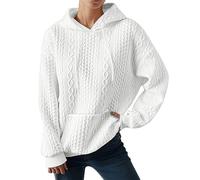 Y2k Thickened Hoodies for Women UK Plus Size Solid Plush Spliced Jacquard Pocket Drawstrings Jumpers Black Fleece Long Sleeves Pullover Sweatshirts Winter Autumn Essentials Sweater Top Clothes Sales