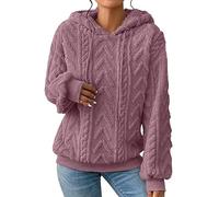 Y2k Thickened Hoodies for Women UK Plus Size Solid Plush Spliced Jacquard Pocket Drawstrings Jumpers Black Fleece Long Sleeves Pullover Sweatshirts Winter Autumn Essentials Sweater Top Clothes Sales