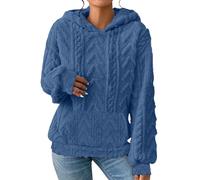 Y2k Thickened Hoodies for Women UK Plus Size Solid Plush Spliced Jacquard Pocket Drawstrings Jumpers Black Fleece Long Sleeves Pullover Sweatshirts Winter Autumn Essentials Sweaters Top Clothes Sales