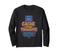 Y2K Vaporwave Mental Health Graffiti- Cache Your Thoughts Long Sleeve T-Shirt