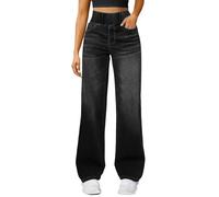 Y2K Wide Leg Jeans Women UK - 90s Vintage High Waisted Baggy Fit | Distressed Marble Wash Design | Straight Leg Denim Trousers | Trendy Retro Style for Parties & Weekend Black