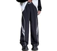 Y2k Wide Leg Sweatpants Baggy Pants Men Track Pants Vintage Parachute Pants Hip Hop Oversized Streetwear, #Black, X-Small
