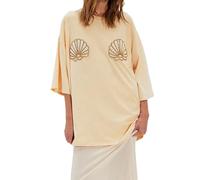 Y2k Women Lobster Graphic Oversized Tee Shirt Baggy Seashell Print T Shirts (Light Yellow, S)