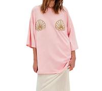 Y2k Women Lobster Graphic Oversized Tee Shirt Baggy Seashell Print T Shirts (Pink, S)