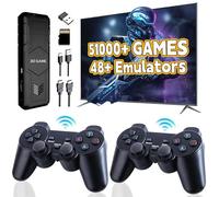Y5 Retro Game Console with 2 Wireless Controllers, Nostalgia Game Stick with 48+ Emulators Over 51000 Classic Games, 2.4GHz for TV, Gaming Console Support Multiplayer, Plug & Play with 4K Video HDMI