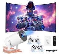 Y5S Mini Projector and Game 64G,Built-in 10000 3D Games,1280 * 720P,180° Rotatable,4K Retro Video Game Projector with 2 Wireless Controllers,HDMI Output,5G WIFI and Bluetooth,Android 11,home,office
