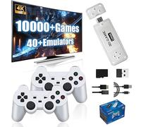 Y6 Retro Game Stick Gaming Console 4k with Built-in 10000+ Retro Games 40+ Emulators, 2 x 2.4G Wireless Controllers, Portable Plug & Play Video Games for Best Gift (64G)