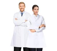 Y8HM White Lab Coats for Men and Women Polyester Medical Coats, Unisex Doctor Coat Long Sleeves Lab Coat for Science School Students, Warehouse, Nurses White Costume (S (163-168cm))