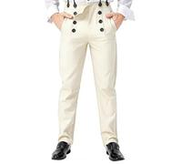 Ya-cos Men Steampunk Pants Classic Victorian Pants Adult Vintage Gothic Trousers Cosplay Costume Beige