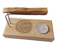 YA-DECOREGALOS Burner for Palo Santo/Inceses/Tied Handmade, Symbol of the 7 Archangels, Wooden Base Metal Rods, Palo Santo and Candle Included