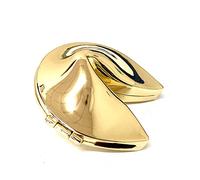 Ya.x Gold Paper Message Fortune Cookie Box Charm Traditional Storage Box, 1.96" H x 1.96" D x 3.93" D Open, Wedding Bridal Shower House Warming Gifts