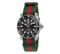 Ya136364 - Dive 40 mm stainless steel case, black dial, ceramic bezel, nato green-red-green strap, self-winding movement, female, Gucci, Watches, Multicolor, ONE SIZE, Accessories ONE SIZE
