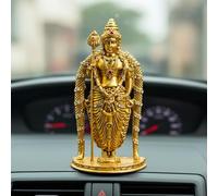 Yaa Catchy Lord Murugan to Your Car Dashboard Golden Idol with Crystal Stones Pooja & Office Hindu God Kartikeya ensuring a Blessed and Protected Journey. (Murugan)